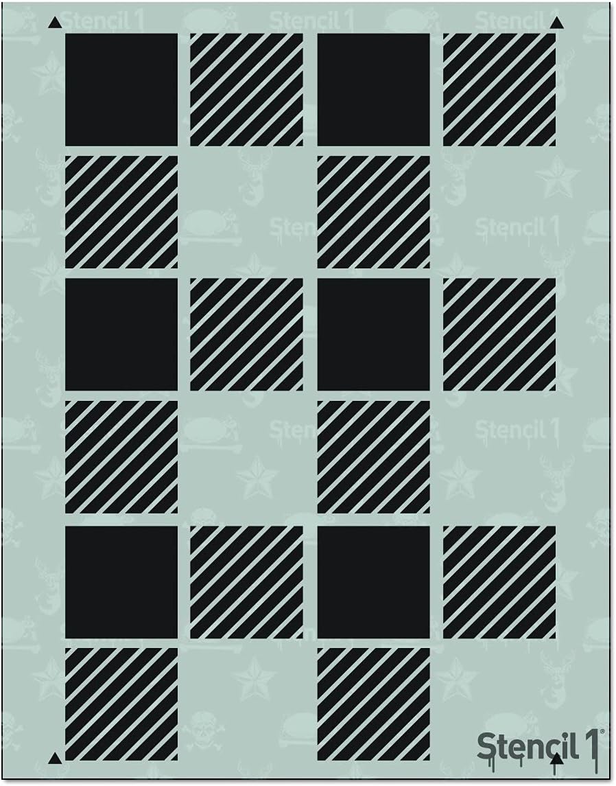 Stencil1 Plaid Repeat Pattern Stencil 8.5" x 11" - Attractive & Durable Quality Reusable Stencils for Painting - Create Stencil Crafts and Decor -Decor on Walls Fabric & Furniture Recyclable Art Craft