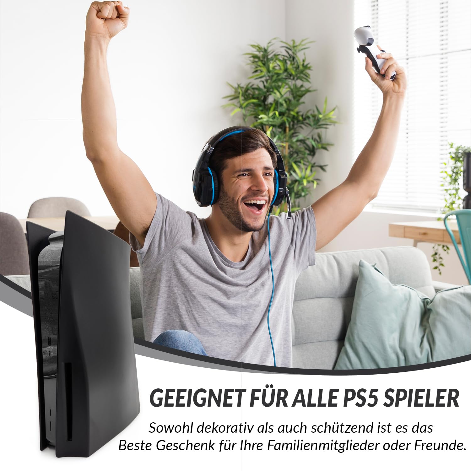 MatoSan® Faceplate für Disc Edition | Kompatibel mit PS5 Cover Schwarz | Frontplatte für PS5 Konsole, Seitenplatten für PS5 Zubehör (Nicht für PS5 Slim/Pro)