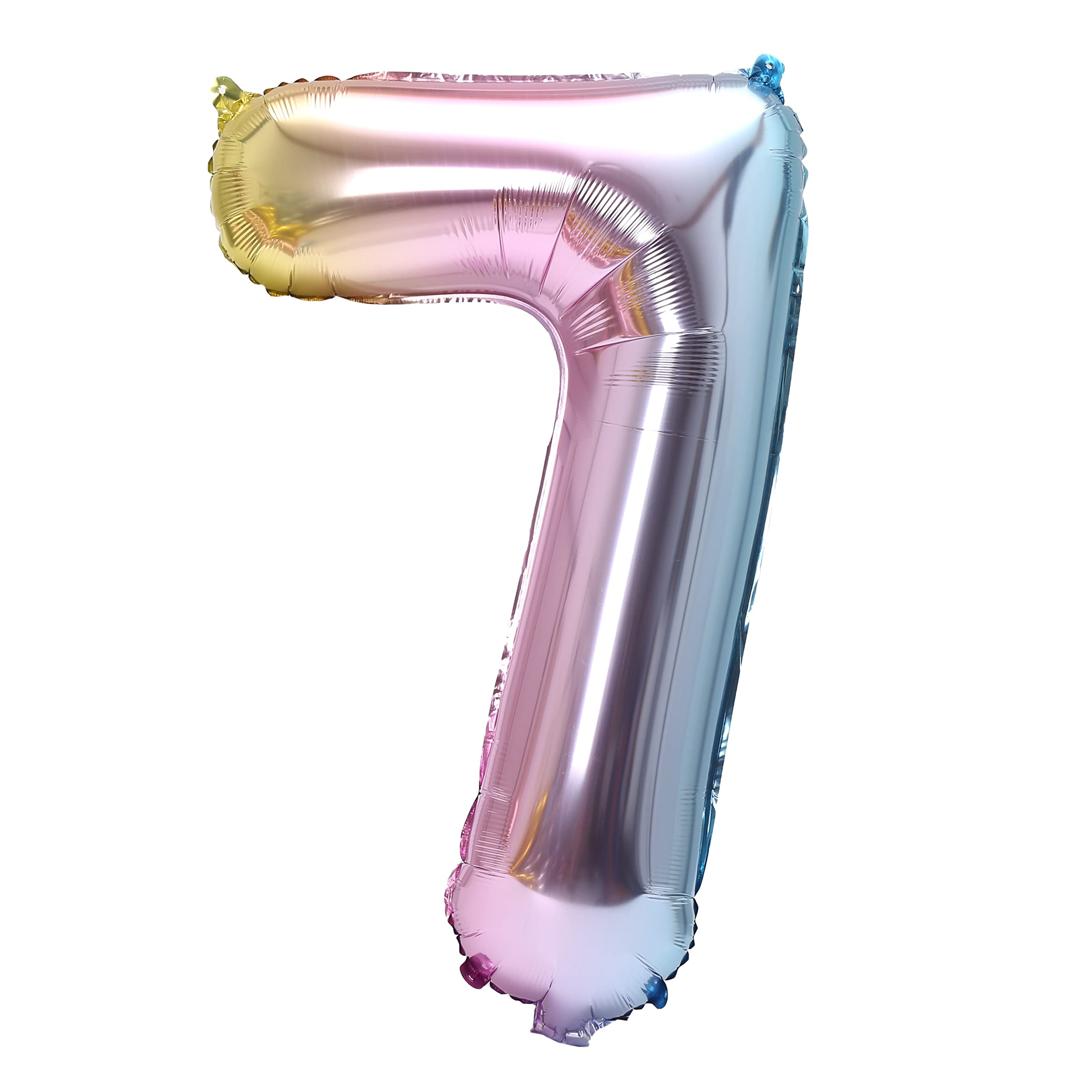 YPSelected 32 Inch Large Foil Helium Number Balloon Birthday Wedding Party 0-9 (Rainbow, 7)