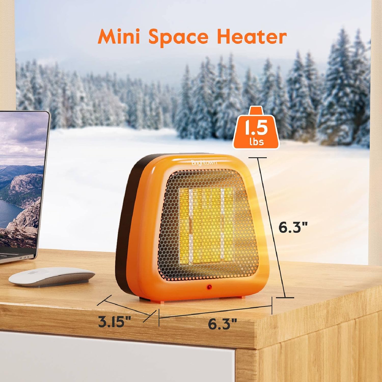 Small Space Heater for Indoor Use - 400W Low Wattage Mini Heater with Overheat Protection, Portable Personal Heater with Tip Over Protection, Low Noise Desk Heater for Office Bedroom Home Use