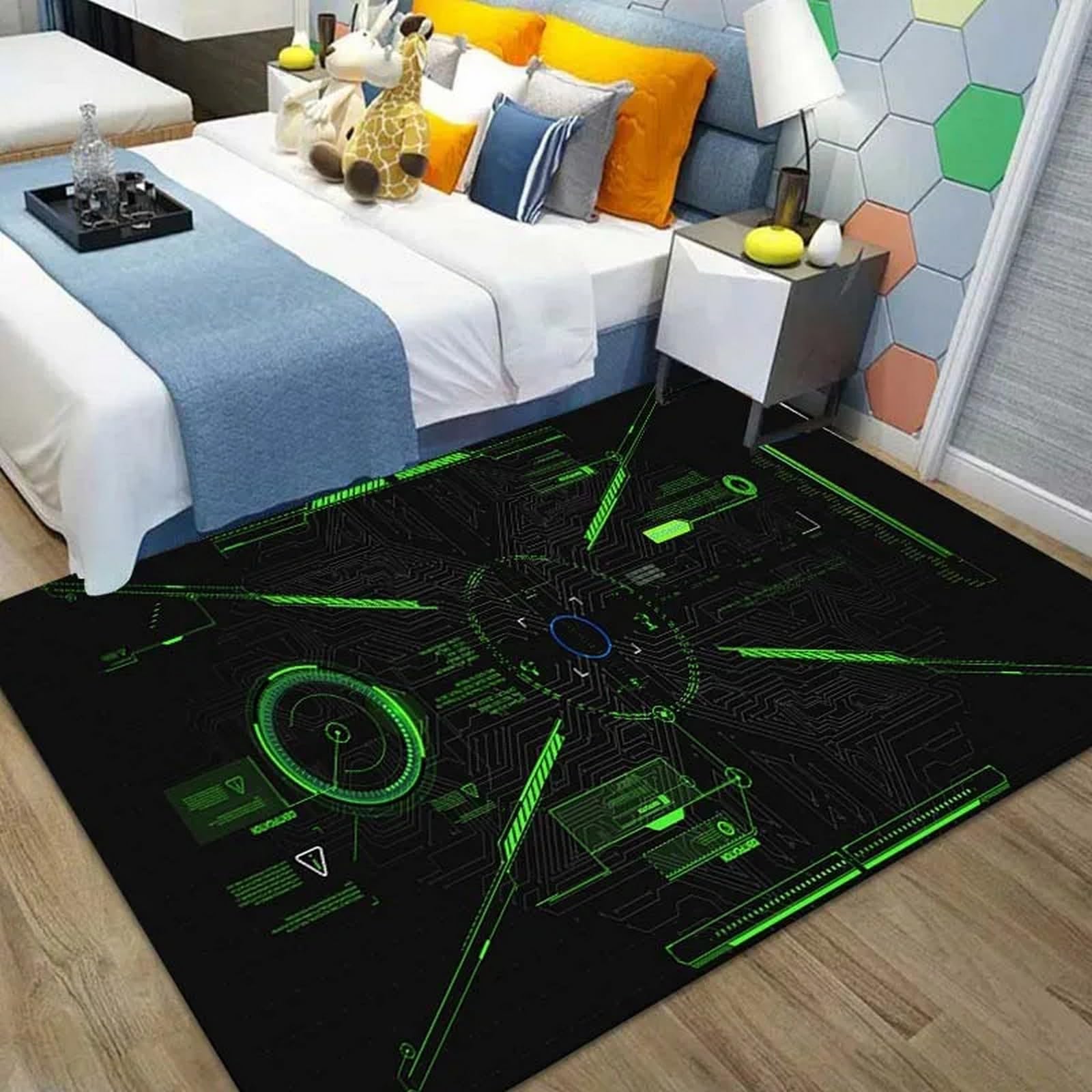 Morbido Tappeto Per Sala Da Pranzo Stampato In 3D Cruscotto Informativo Futuro 120 X 180 Cm - Tappeto Antiscivolo A Pelo Corto - Zerbino Decorativo Per La Casa - Antimacchia, Non Perde Peluc -1G5D4L9I