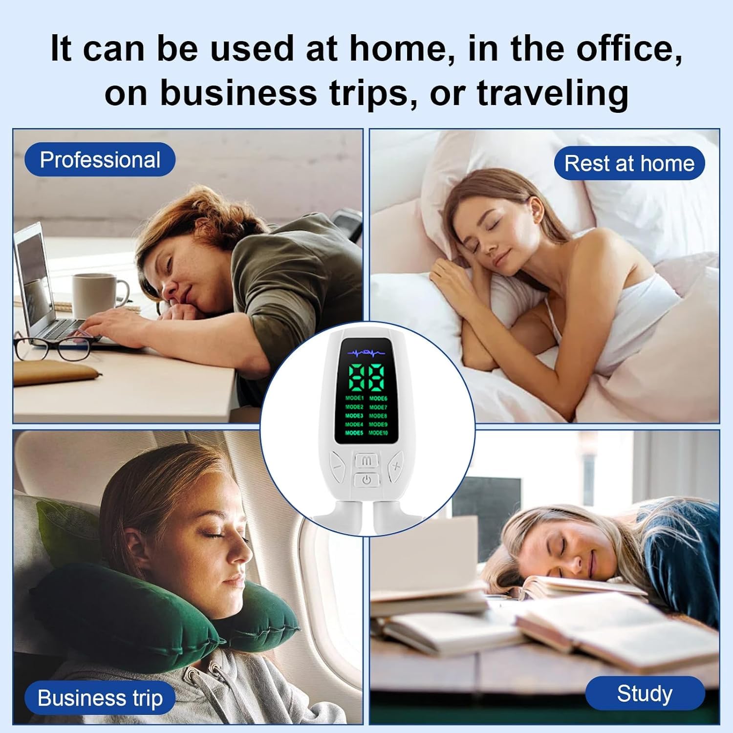 Aide Au Sommeil Adulte Appareil,Appareil d'aide au Sommeil Chargement USB Instrument de Sommeil à impulsions électroniques à Micro-Courant pour améliorer Le soulagement du Stress du Sommeil Dispositif