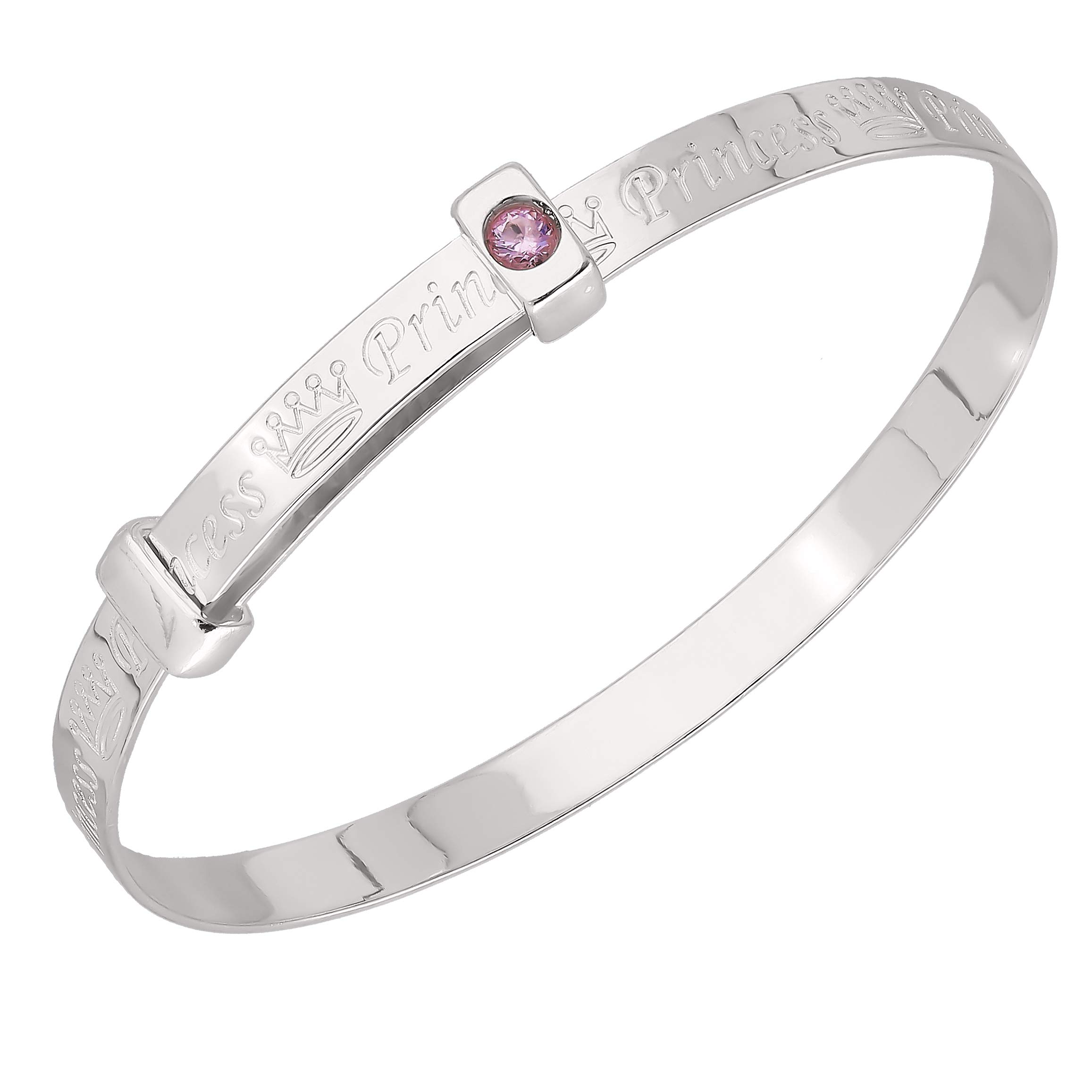 Bracelet extensible en argent sterling pour bébé princesse, baptême, anniversaire, zircone rose