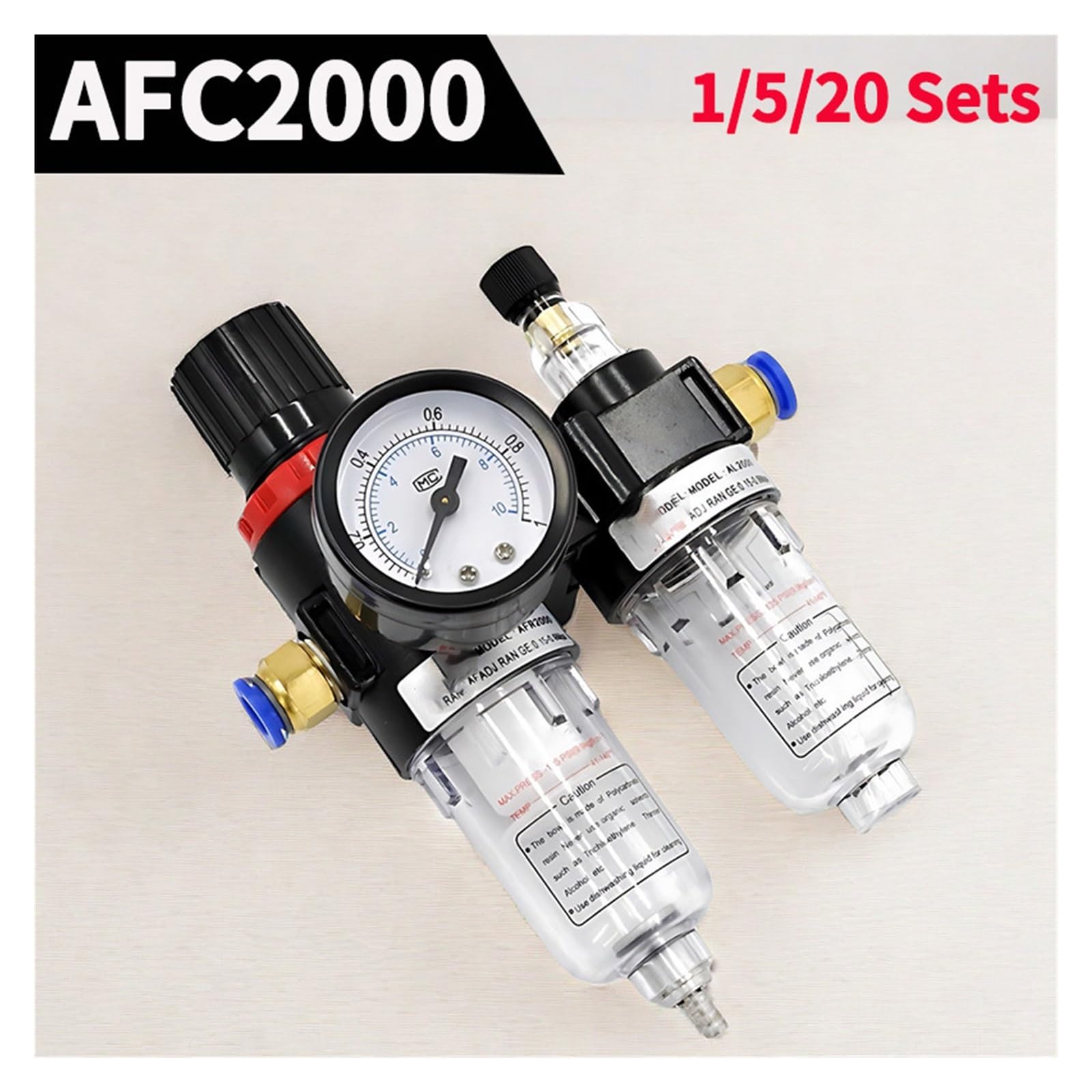 Compresor de aire Aceite Separador de agua Filtro Regulador Trampa | Válvula reductora de presión for aerógrafo(AFC2000,5 Sets)