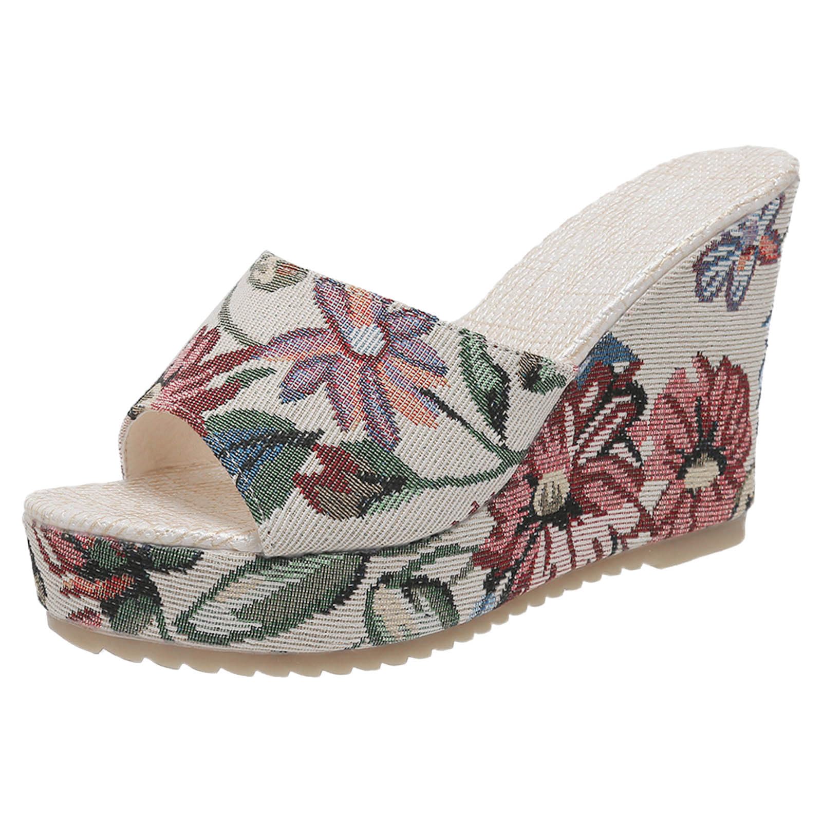 Générique Sandale Femme Ete Chaussure Pailletée Or Pantoufles Compensées Chaussons Basket Noire Mules Mode Pour Femmes Talon Plateforme Sandales Piscine Plage Maison Sliders