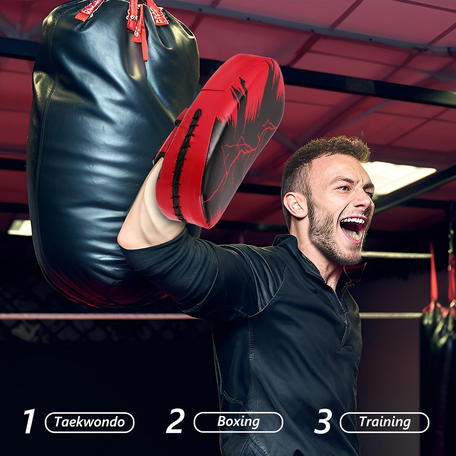 Muay Thai Kickboxing Pad and Taekwondo Punching Block with Anti-Explosion Pu Material, Boxing Hand Target for Martial Arts Sparring Training and Fitness Practice