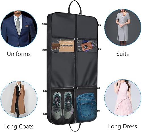 Miniatura 7 de ANBOO Bolsa de ropa de 50 pulgadas para viajes, bolsas de traje grandes para hombres y mujeres con correa para el hombro, funda de traje con