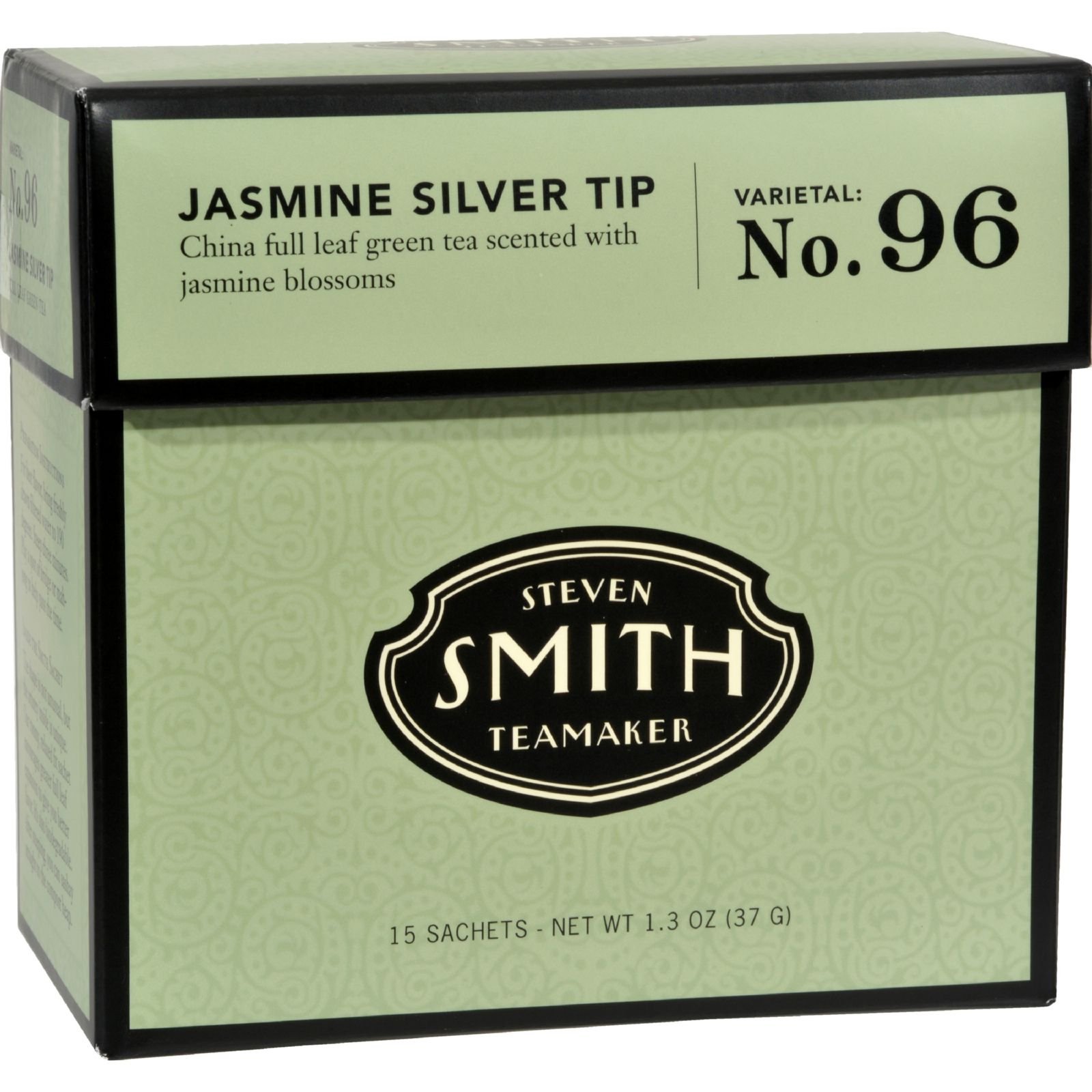 Smith Teamaker | Jasmine Silver Tip No. 96 | Caffeinated Green Tea with Jasmine Blossoms | Scented Full Leaf Green Tea; 6 Pack (90 Sachets, 1.3oz each