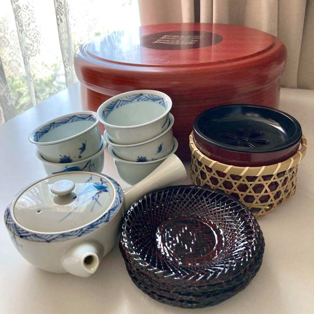 茶びつ　茶器セット　急須　湯呑み　茶たく　茶こぼし　マルセイアート　漆器　竹細工 茶びつ 茶器セット 急須 湯呑み 茶たく 茶こぼし マルセイアート 漆器