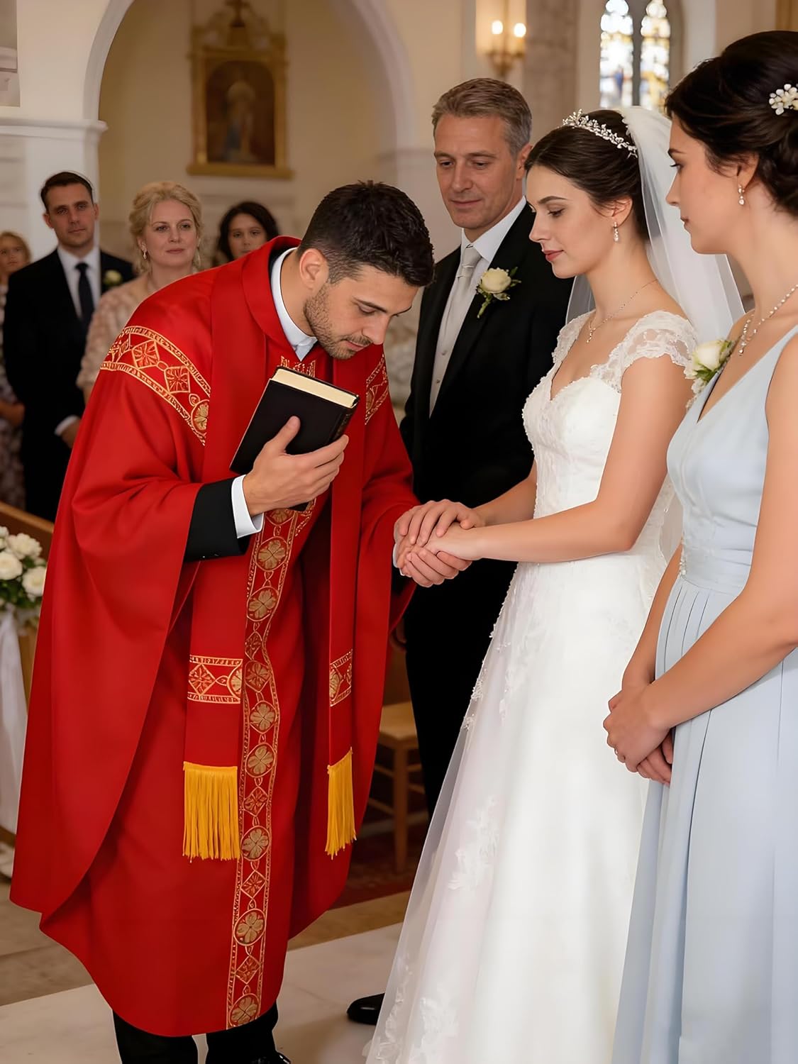 Church Catholic Priest Unisex Priest Costume with Stole Chasuble for Catholic Priests Clergy Robes for Men - Image 3