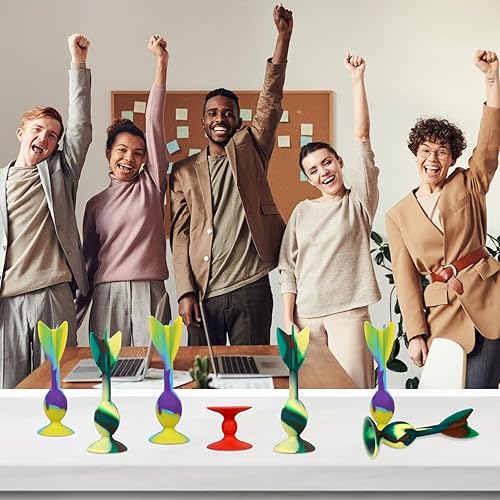 Miniatura 8 de Paquete de 10 dardos coloridos de succión de silicona de 4.7 pulgadas con 1 juego de juguete de lanzamiento deportivo, juego de deportes al aire