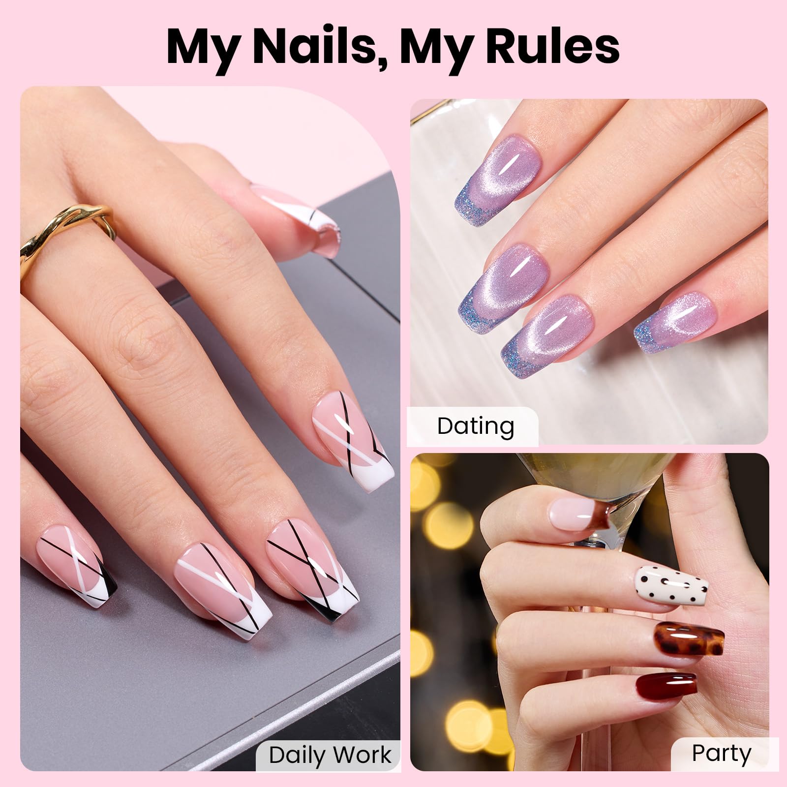 Beetles Gel Nail Kit Etch-X, Almond Short, 504pcs 12 Sizes Nail tips, with 9 in 1 Nail Glue Mini LED Light, Acrylic Half Matte Tips Press On Nail, Extension DIY Set at Home, Gift for Women & Girls