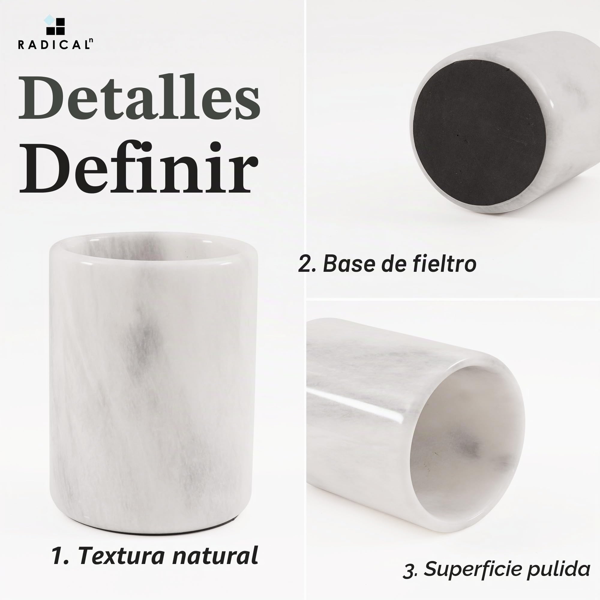 Juego de utensilios de cocina de mármol blanco hecho a mano para encimera, organizador – 5.5 x 6.5 pulgadas, accesorios para el hogar (WZ-03)