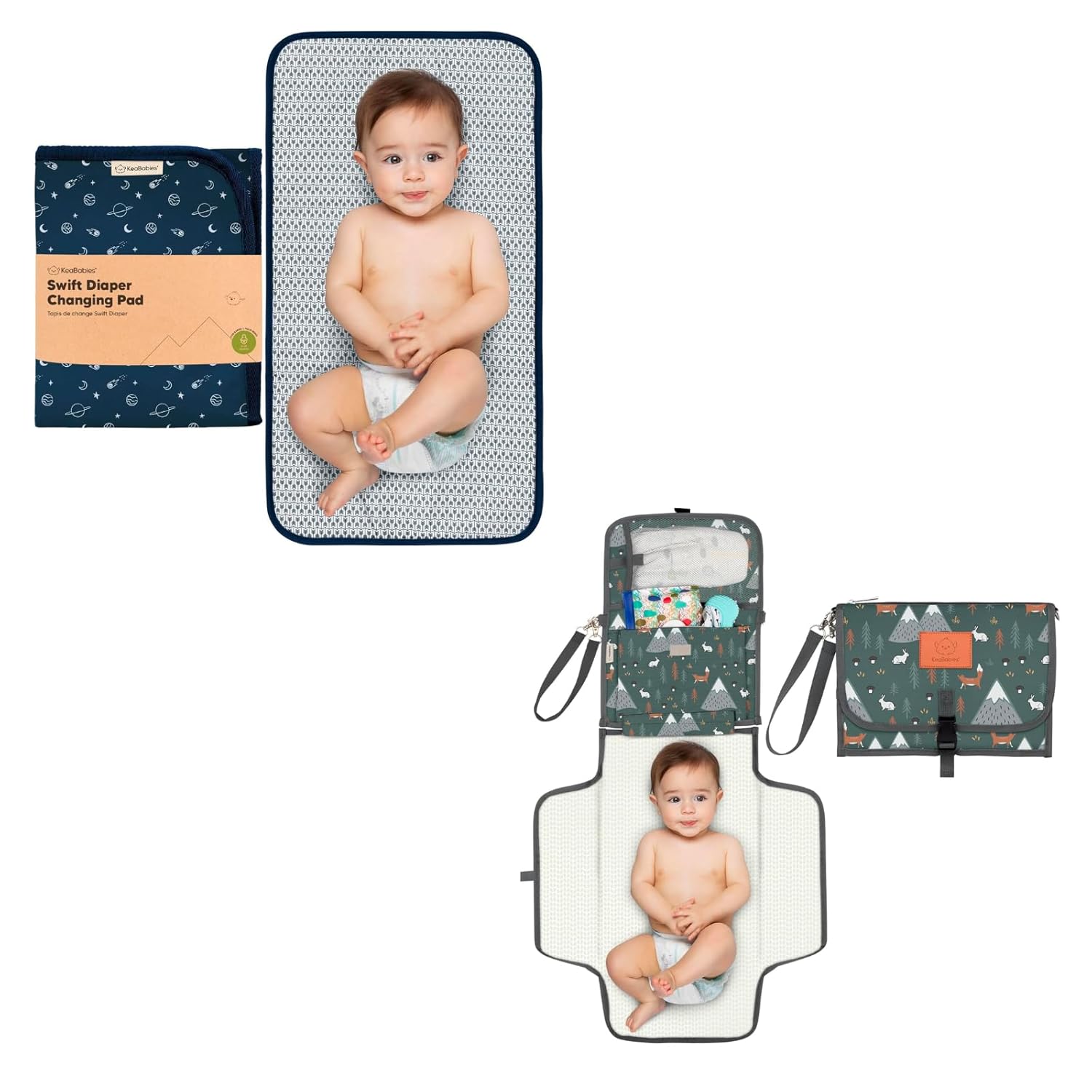 KeaBabies Portable Diaper Changing Pad and Waterproof Travel Changing Mat for Baby - Travel Diaper Change Mat - Foldable Baby Diaper Clutch - Lightweight Changing Pads for Baby