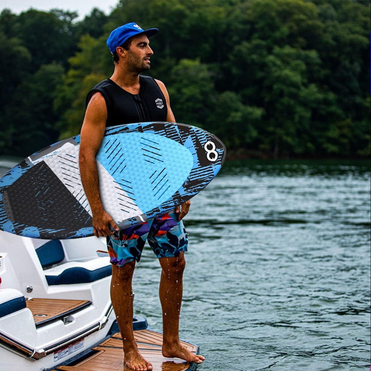 WOOWAVE Wakesurf Board 49 inch with 2 Removeable Tail Fins, Light EPS Core and EVA Traction Pads Perfect Surfing for Kids Adults Beginners