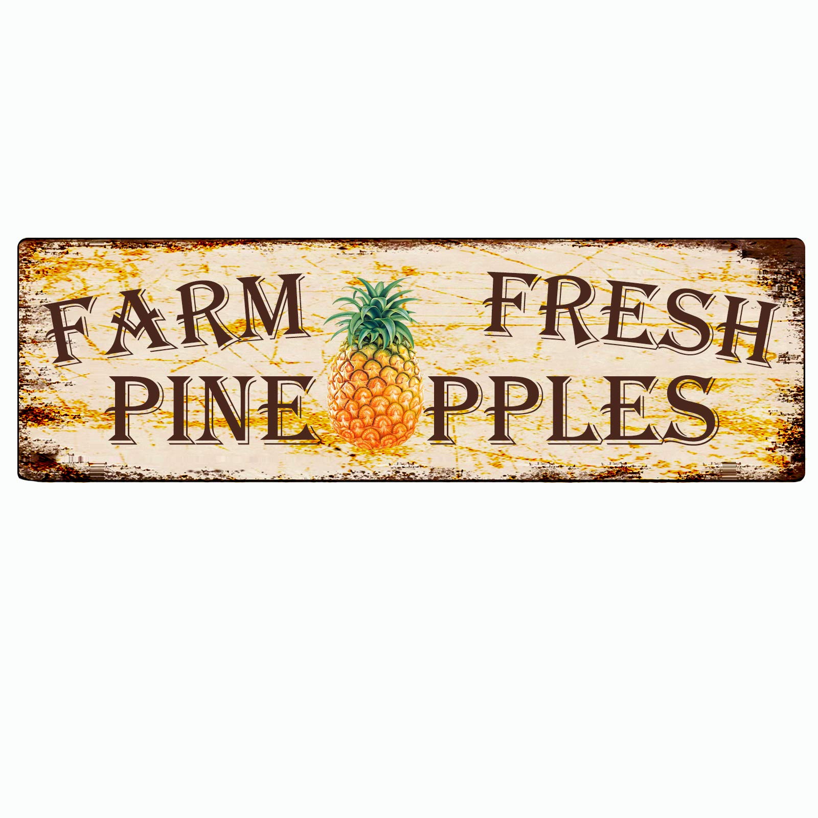 Farm Fresh Pineapples Retro Tin Signs Aluminum Metal Sign for Kitchen Home Garden Wall Bar Cafe Decor 4x16 Inch
