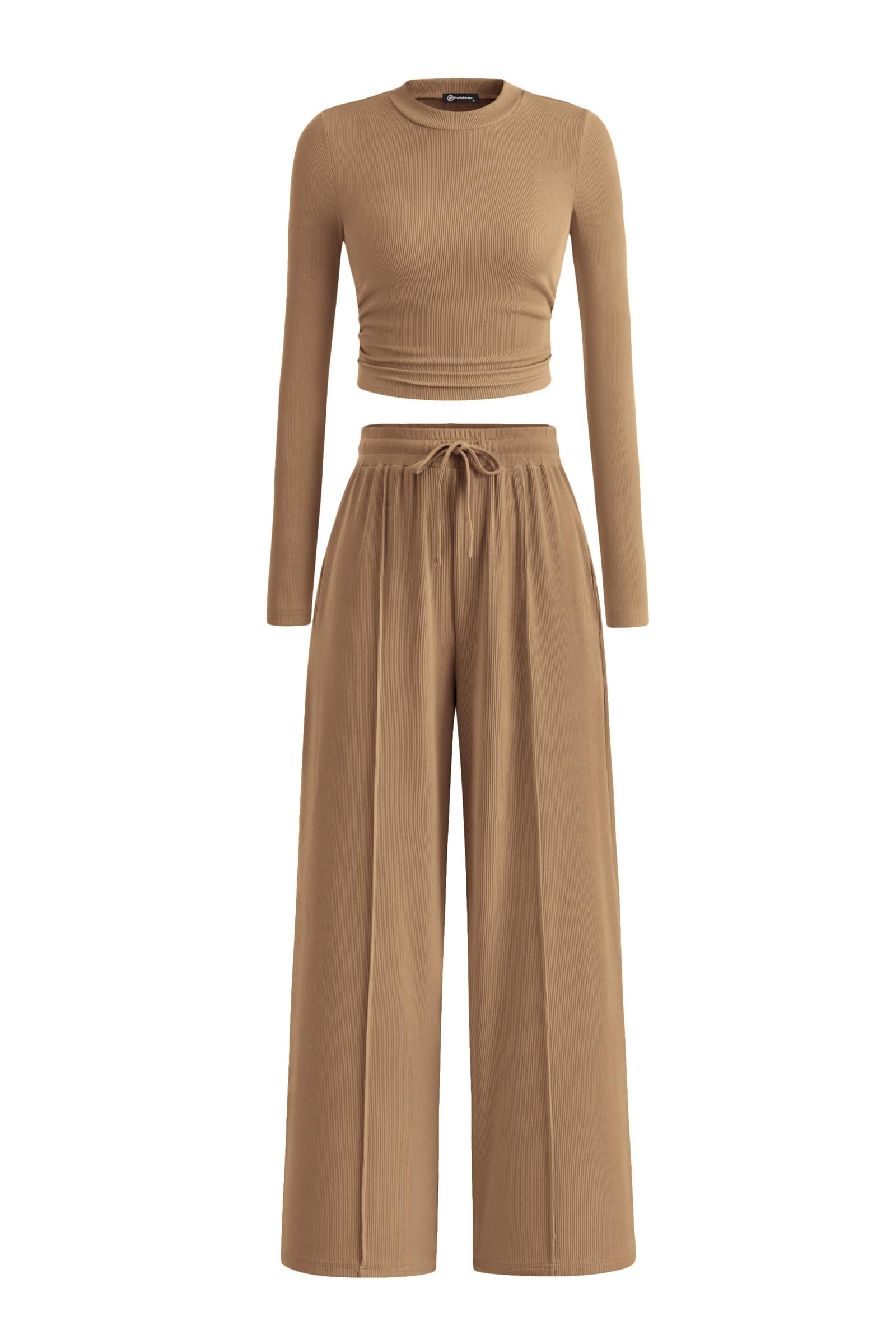 Women's 2 Piece Sets 2026 Fall Long Sleeve Crop Tops Wide Leg Pants Matching Outfit Tracksuits Spring Clothes