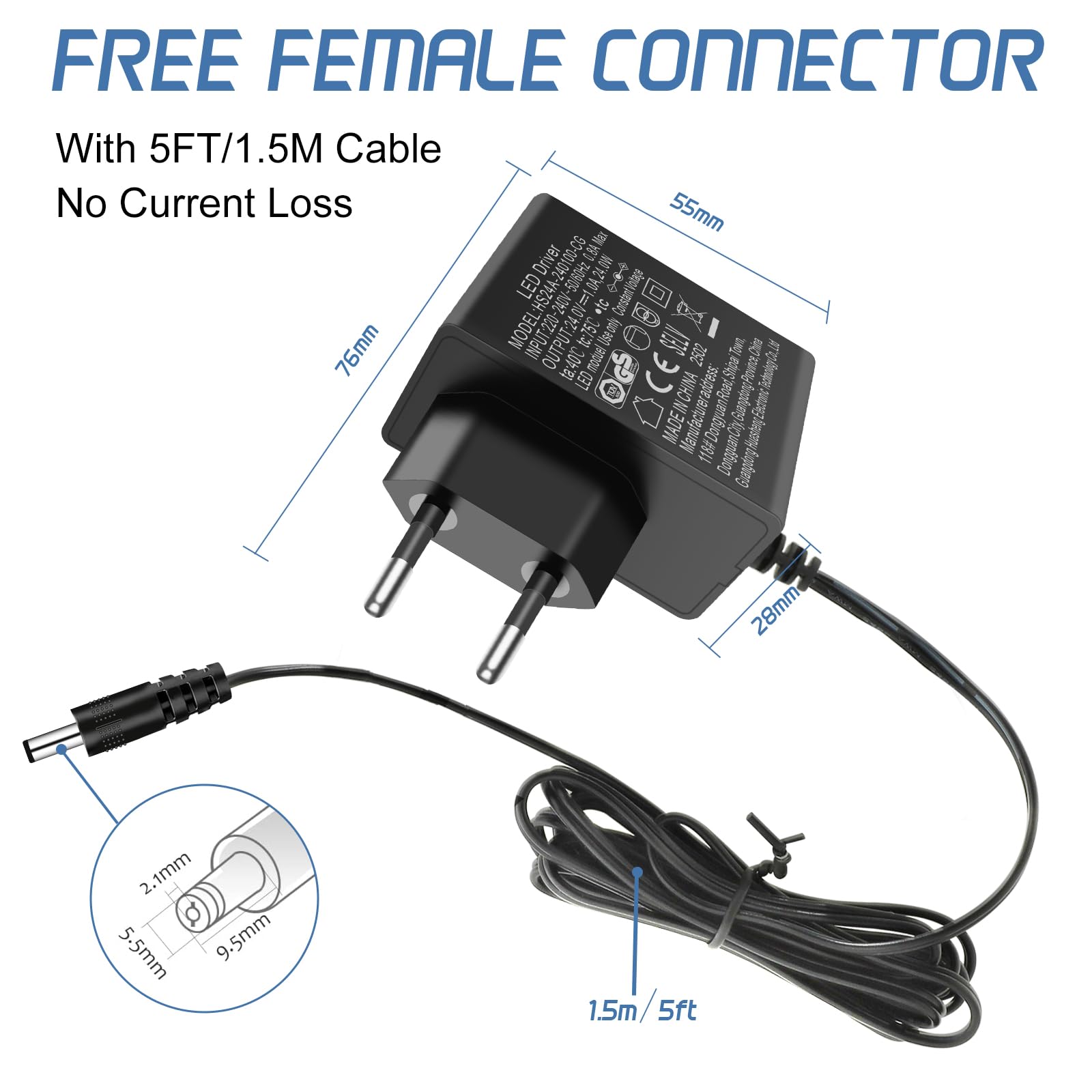 AGOTD 24V 1A zasilacz, zasilacz sieciowy 24V AC LED Driver wejście 220-240V 50-60HZ, 24-woltowy zasilacz 1A 24W wyjście, adapter wtyk Konwerter falownik ładowarka transformator