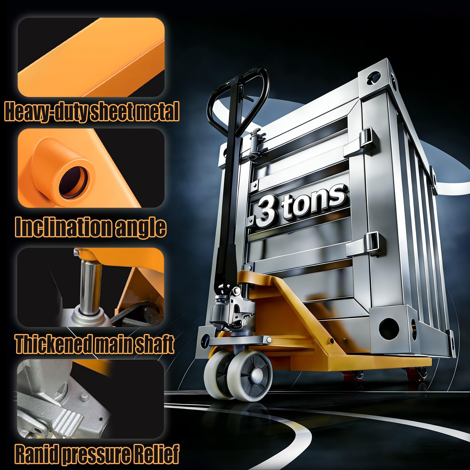 Industrieller Handhubwagen - 2 Tonnen & 3 Tonnen Hochkapazität Palettenwagen für Lager, Logistik, Schule & Baustellen