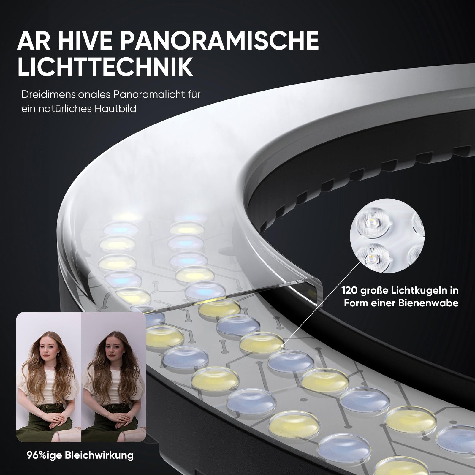 KOSCHEAL Luce ad anello da 18" con supporto, 3000 – 6500 K, luce LED regolabile con microfono e supporto per scheda audio, luce ad anello per parrucchiere/fotocamera professionale/TikTok/YouTube