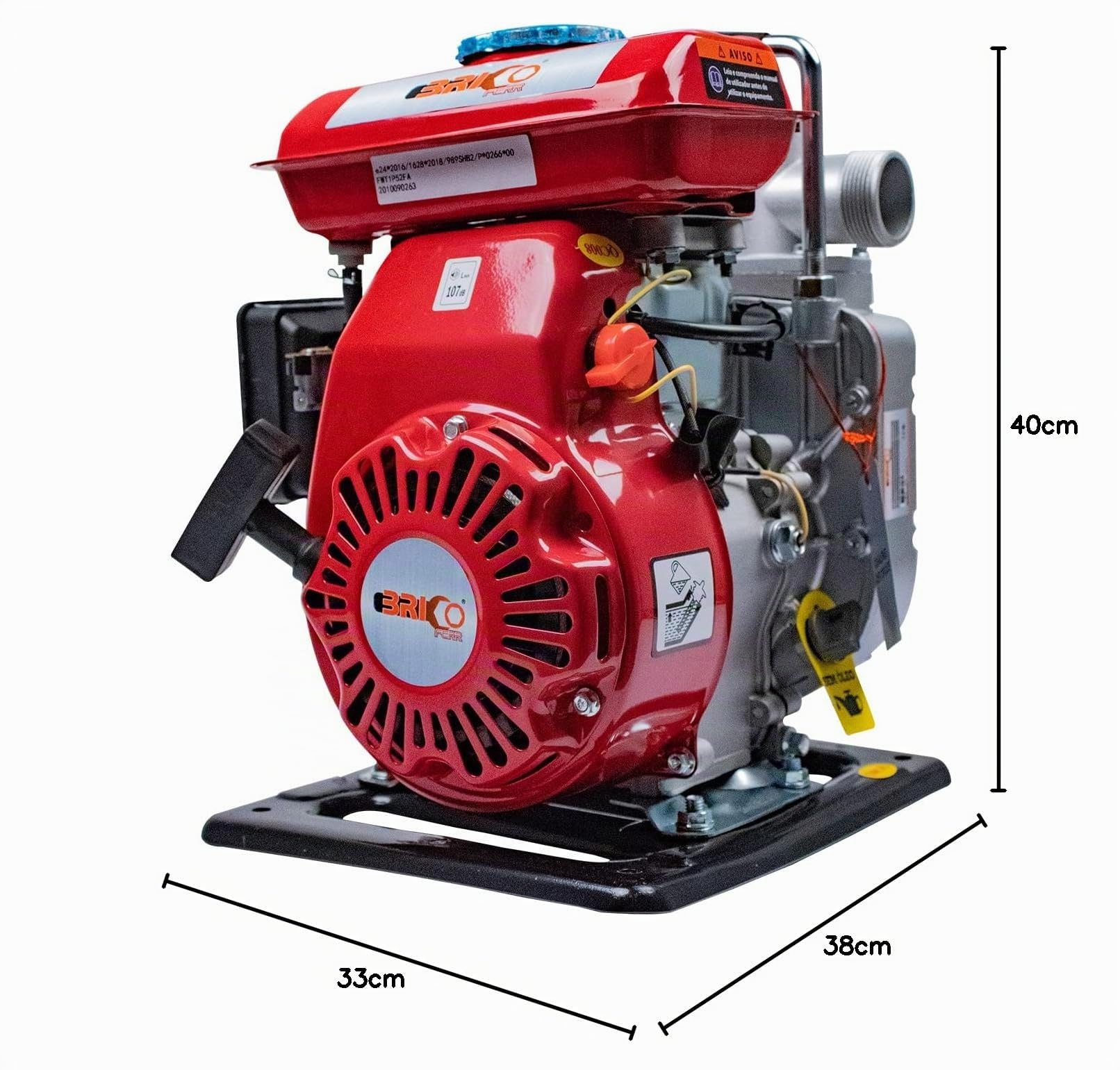 Bricoferr Motobomba de Agua 2.5HP 6500 RPM – 10 m³/h, 20m de Elevación