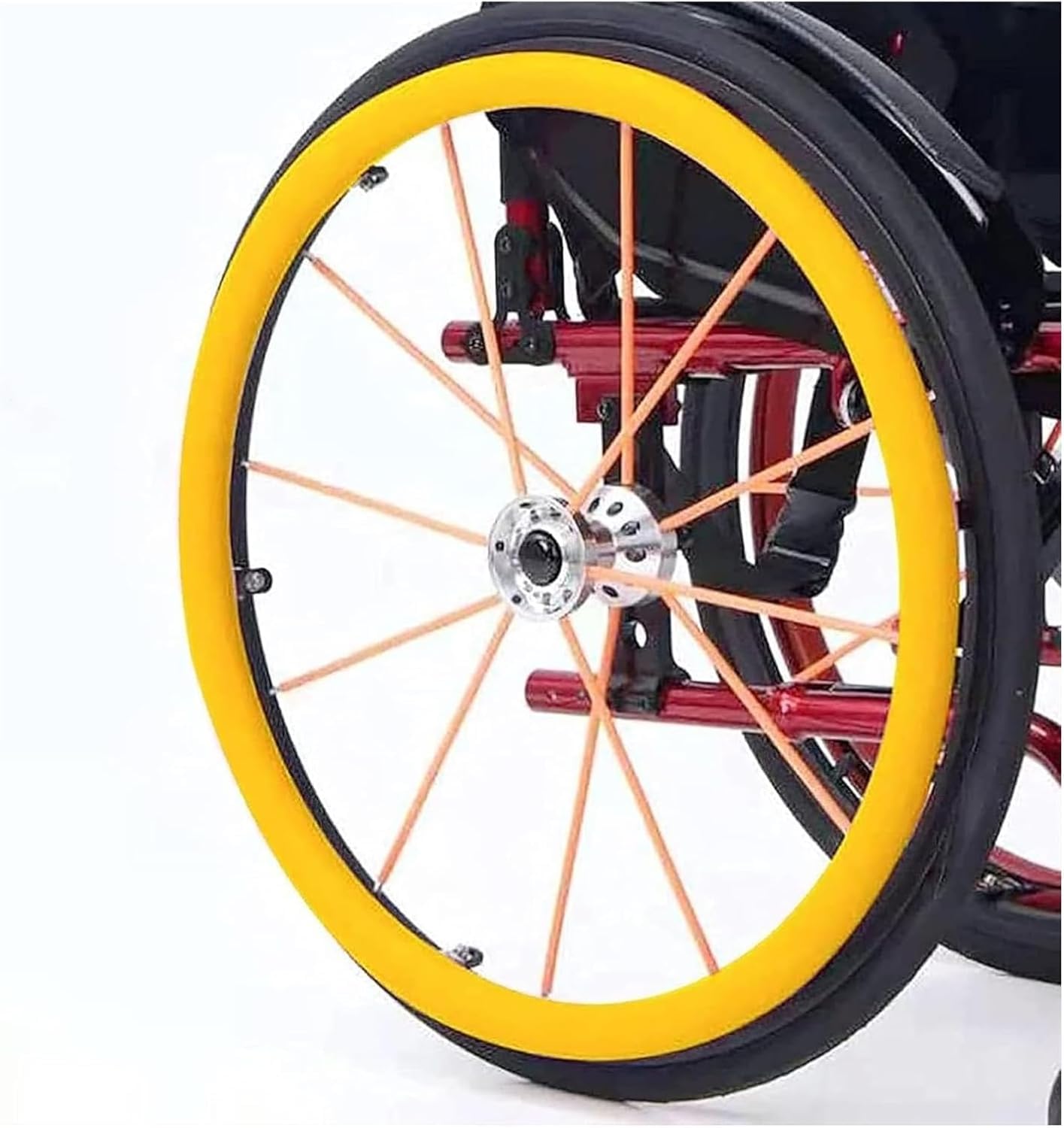 Fundas para Llantas de Silla de Ruedas, Fundas para Silla de Ruedas, Agarre y tracción mejorados, Accesorios para Silla de Ruedas (Amarillo, 24 Pulgadas)