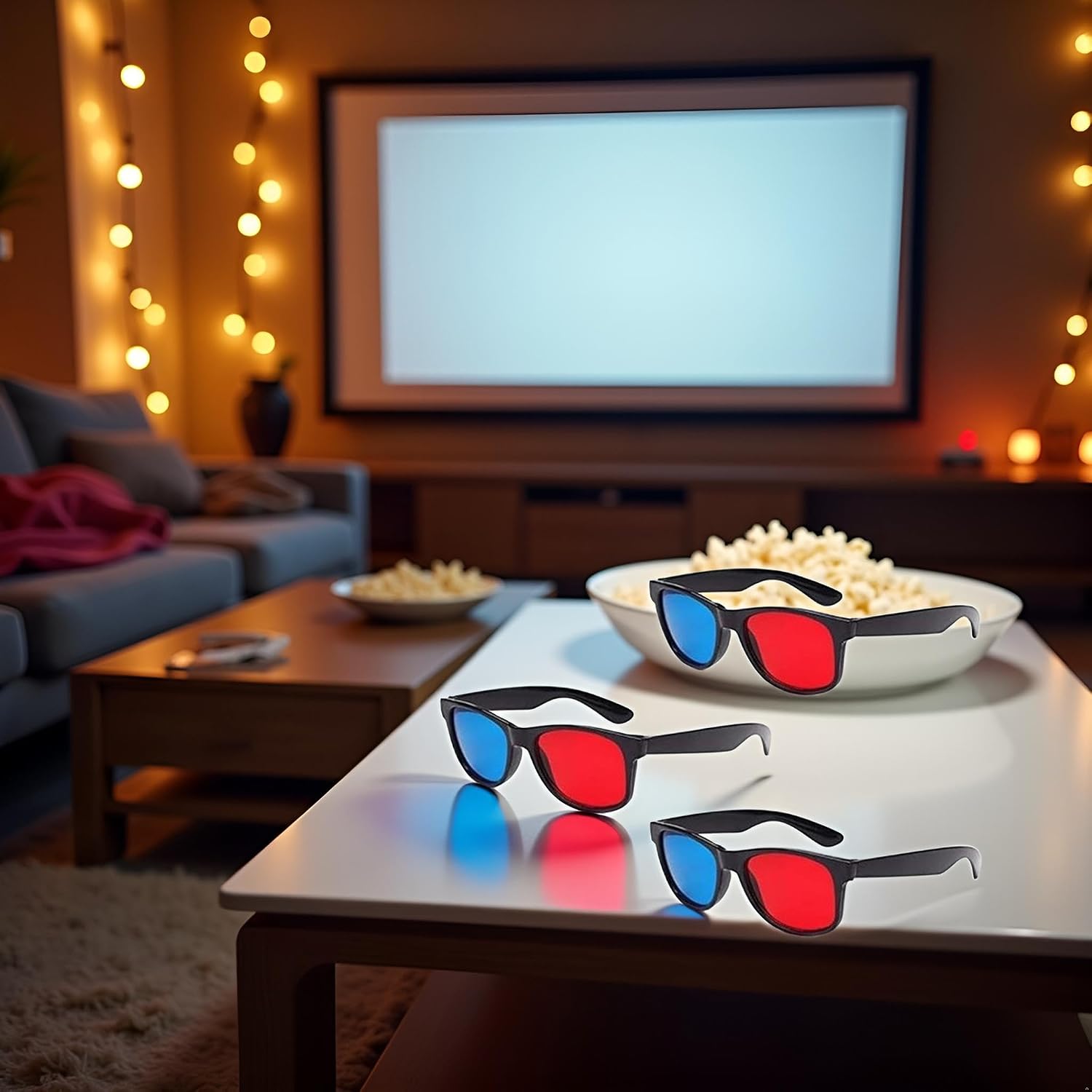 3Pcs Red and Blue 3D Glasses Universal TV Movie Dimensional Video Frame 3D Glasses DVD Game Glass 3D Style Glasses for 3D Movies Games, 3D Viewing Glasses, Light Simple Design, Accessories