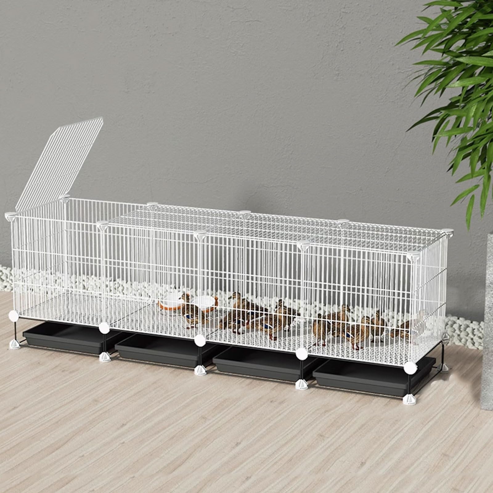 Robuster Metall-Hühner-Coop für kleine Haustiere, 1,3cm Gitter-Hasen-Hutch mit ausziehbarem Tablett und Fußpolstern, werkzeuglose Montage, sicherer Zwinger für Enten-Gänse-Kaninchen, leicht zu reinige