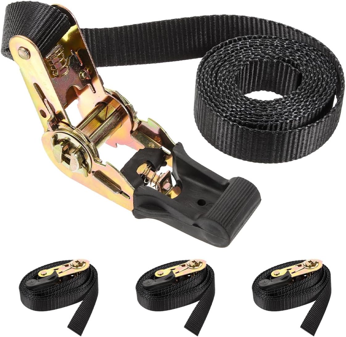 4pcs Ratchet Tie Down Straps Heavy Duty Cargo Securing Straps with Spring Fitting 2.5cm X 2m for Motorcycle Trailer Truck