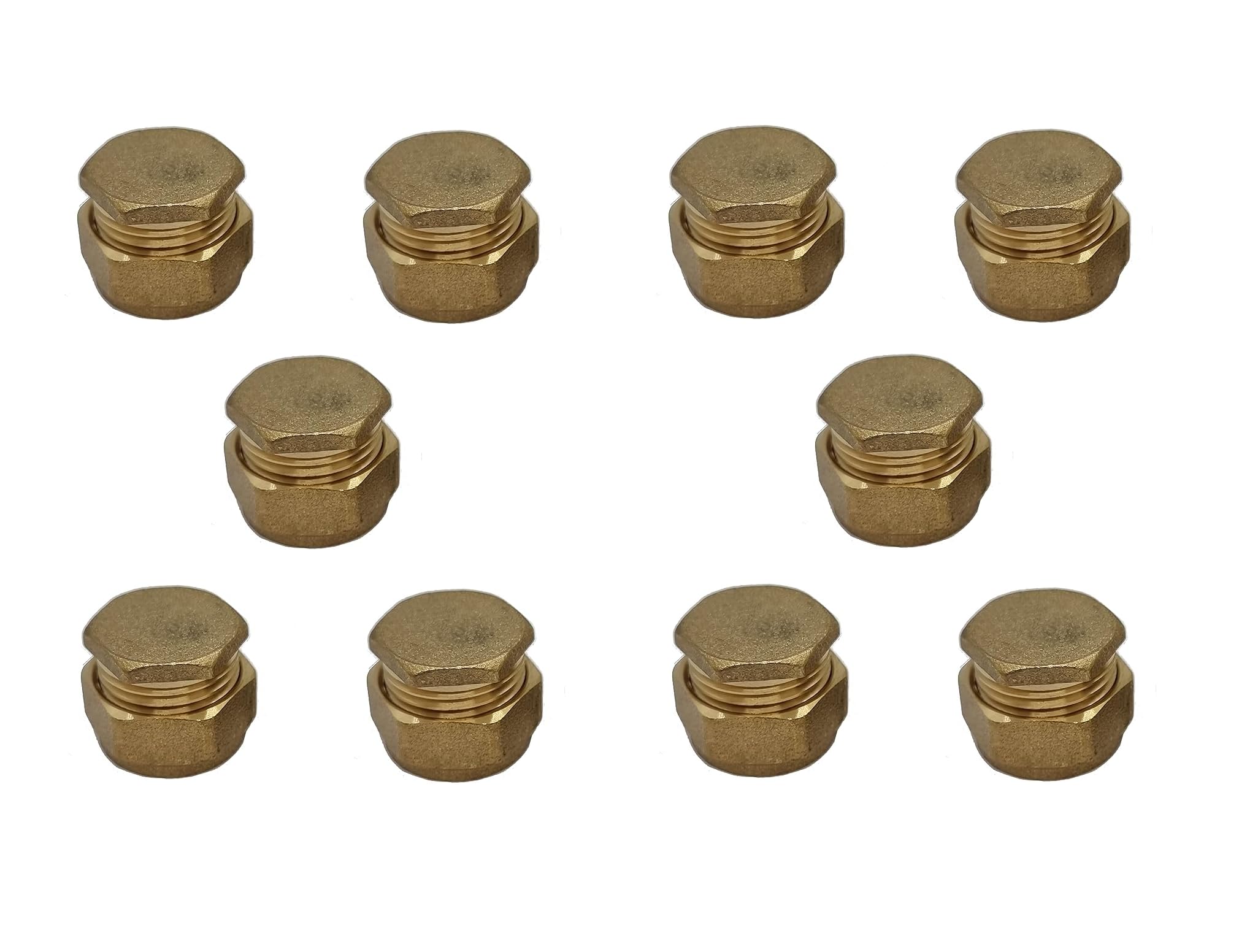 TC Brass Compression Stop End Blank End Cap 15mm for Copper Pipe - Pack of 10