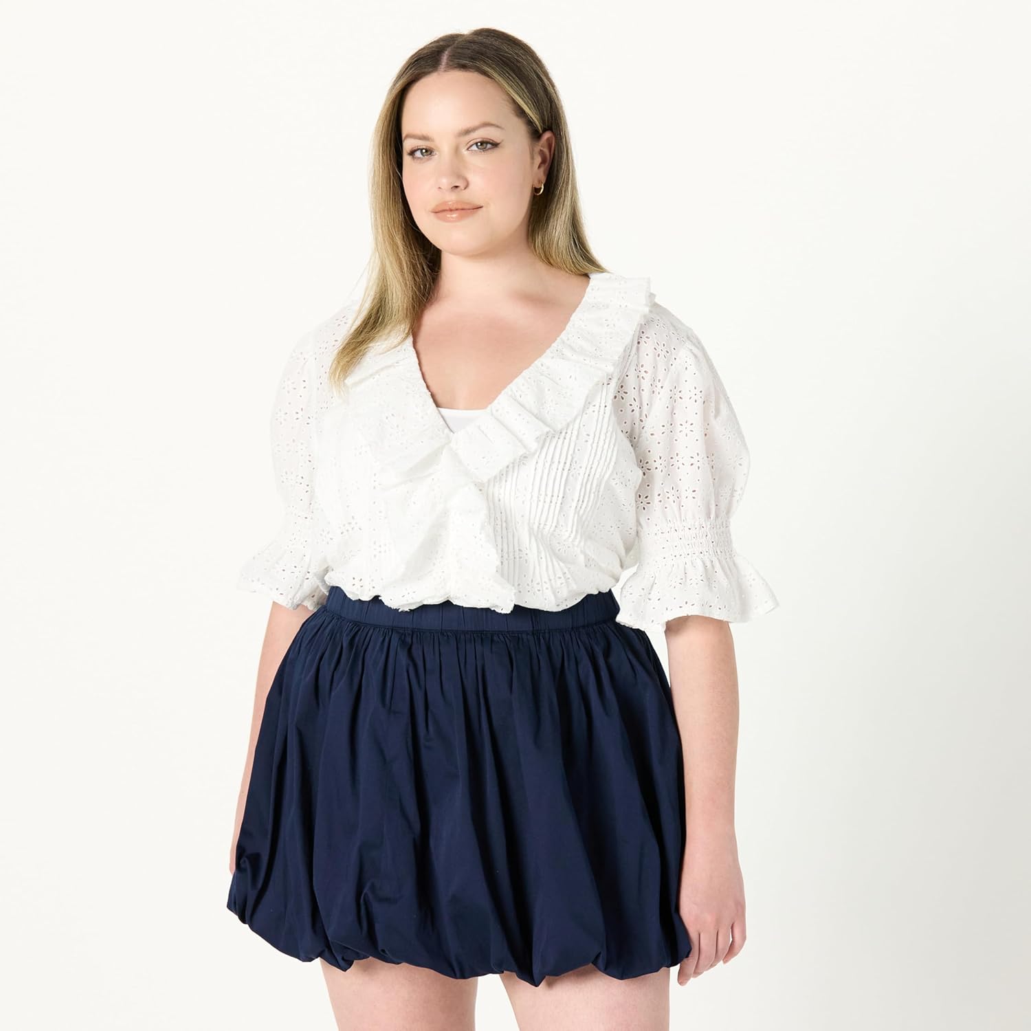 The Drop Womens Lenai Pintuck Eyelet Blouse