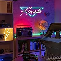 Vista 6 de Kavaas Letrero de neón de arcade, letreros LED para decoración de sala de arcade, letrero de neón retro para dormitorio de niños, decoración