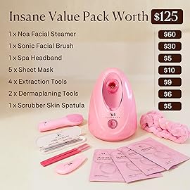 Noa Facial Steamer Spa Kit with Complimentary 15 Skin Care Tools | Face Steamer with Humidifier Mode | Self Care Spa Gifts, Birthday Gifts for Women, Christmas Gifts for Women