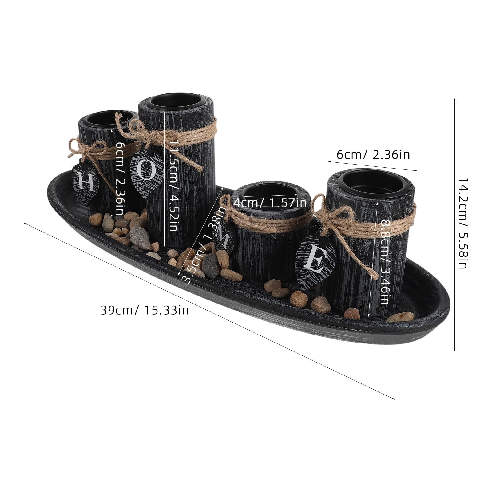 Portacandela in Legno Decorativo con Foro 1,57" per Tavolo
