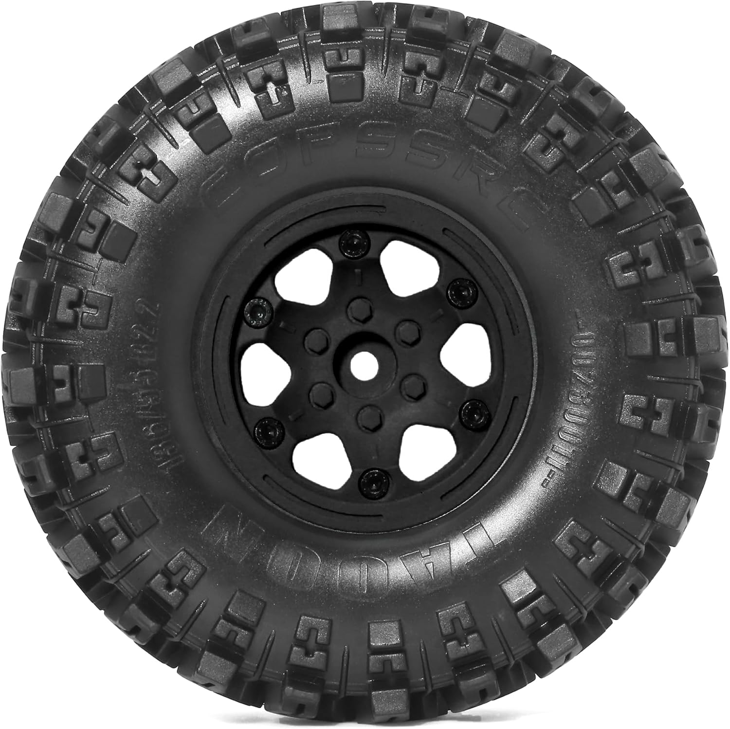 REDSPIDER 2.2 beadlock wheels and tires set（4Pcs），Plastic wheels with lightweight design，All terrain tires.For 1/10 Scale Rock Crawler Car Axial SCX10 90047 D90 TF2 Tamiya CC01 TRX4 (Black)