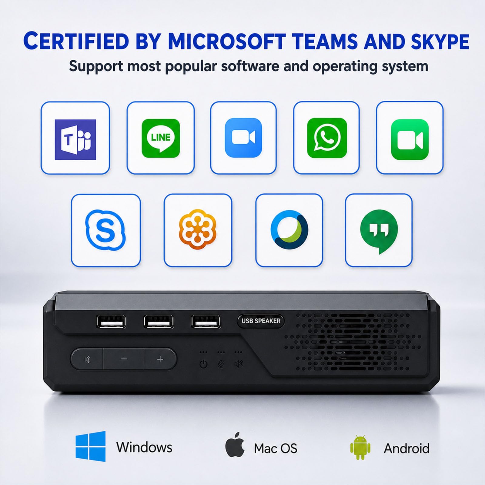Głośnik komputerowy USB 3 w 1 z mikrofonem, komputer stacjonarny, głośnik konferencyjny z mikrofonem do inteligentnego domowego biura i nauki online, ulepszony 360 stopni