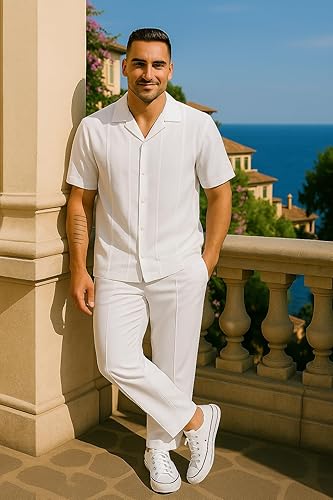 Miniatura 3 de STACY ADAMS Conjunto de camisa y pantalón de lino para hombre