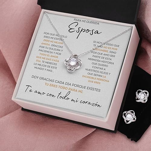 Miniatura 7 de Regalo Para Esposa Set de Aros y Collar Joya Regalo Para Mujer Con Mensaje Personalizado Para Madre Joyería Para Mamá, Regalo Navidad Regalo de