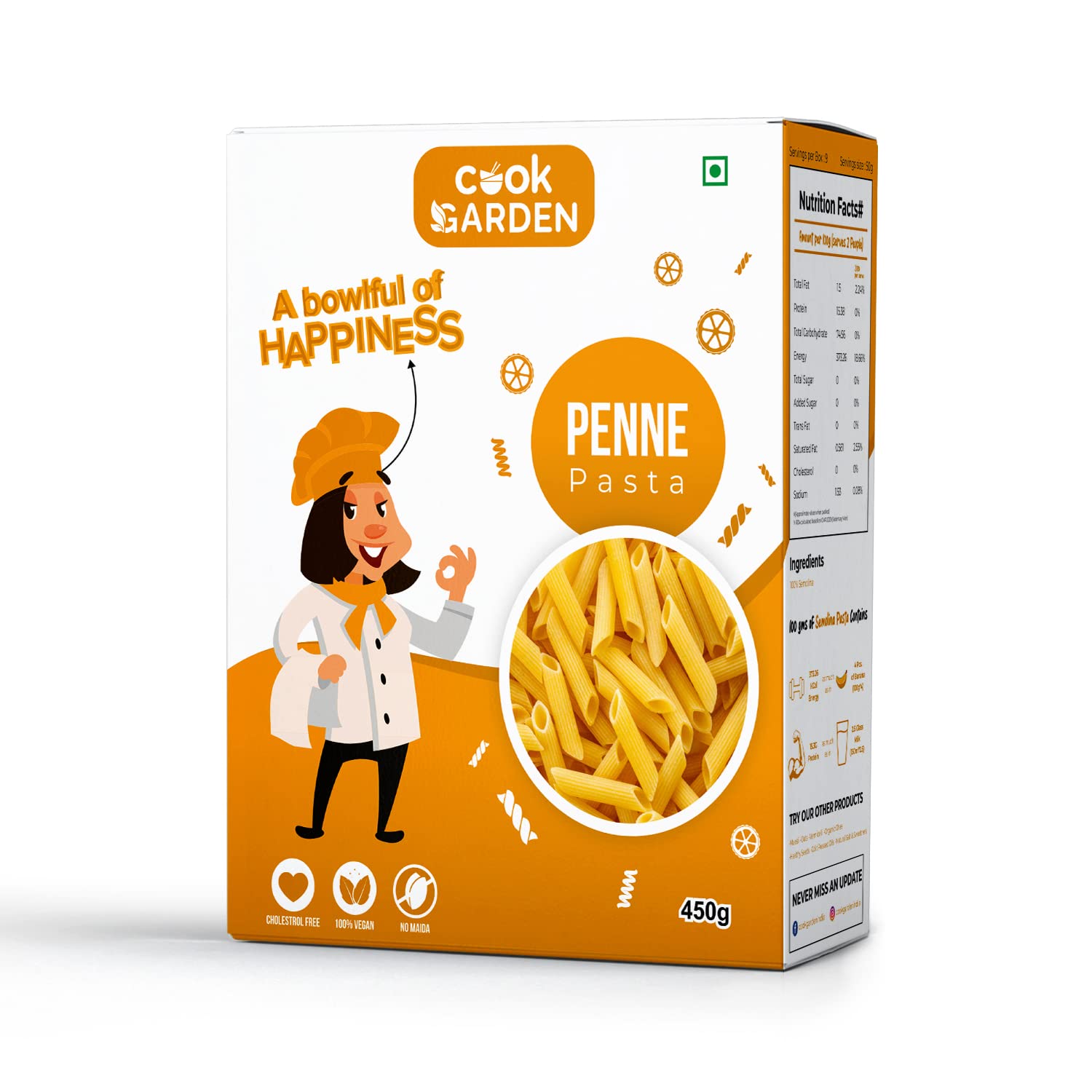 CookGarden 100 Semolina Penne Pasta High Protein Healthy Diet