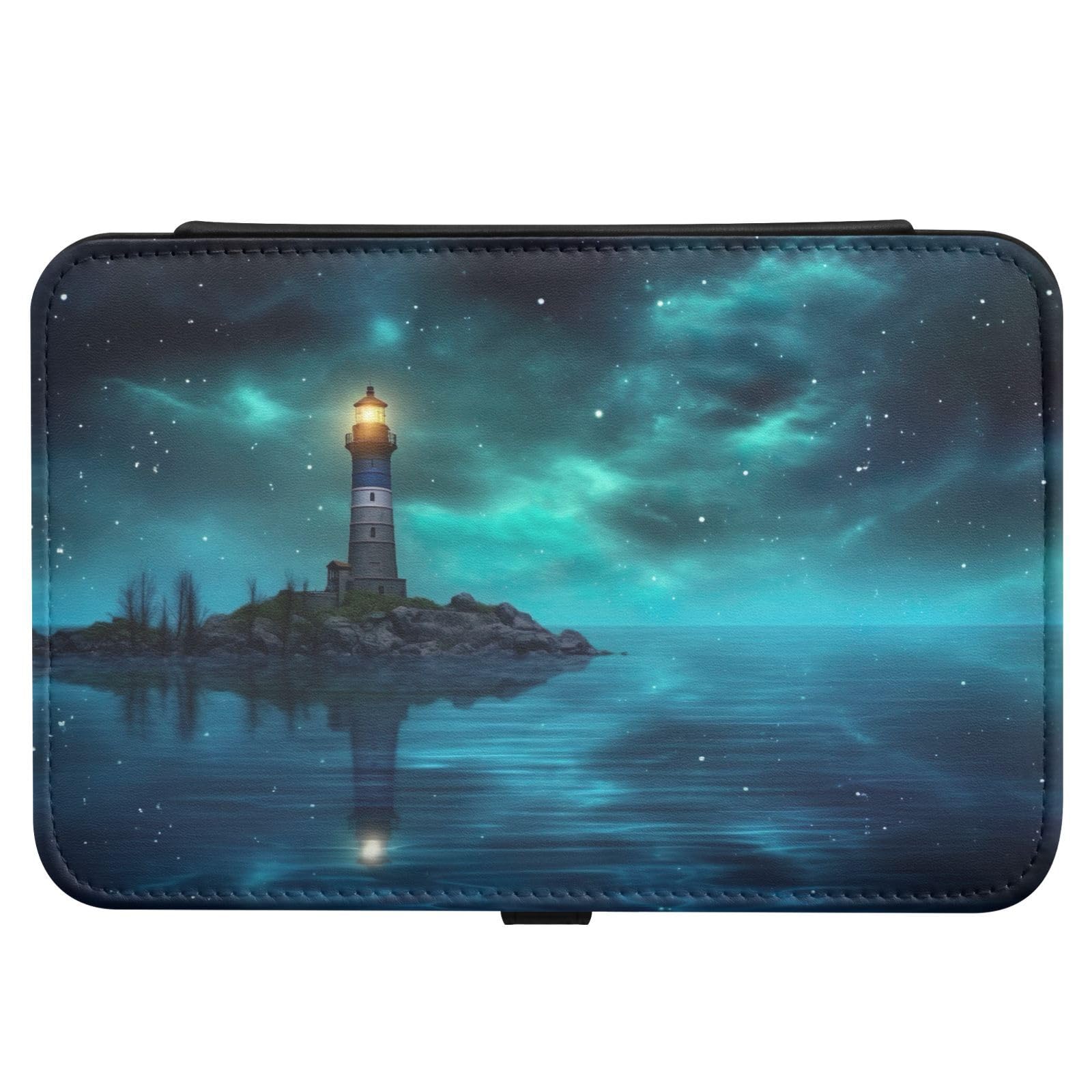 Haskirky Lighthouse Jewelry Box Portable PU Leather Travel Jewelry Organize for Women Jewelry Storage Display Holder for Ring, Necklace, Earring
