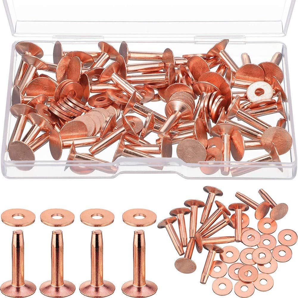100 set di rivetti e sbavature in rame rondelle di fissaggio per