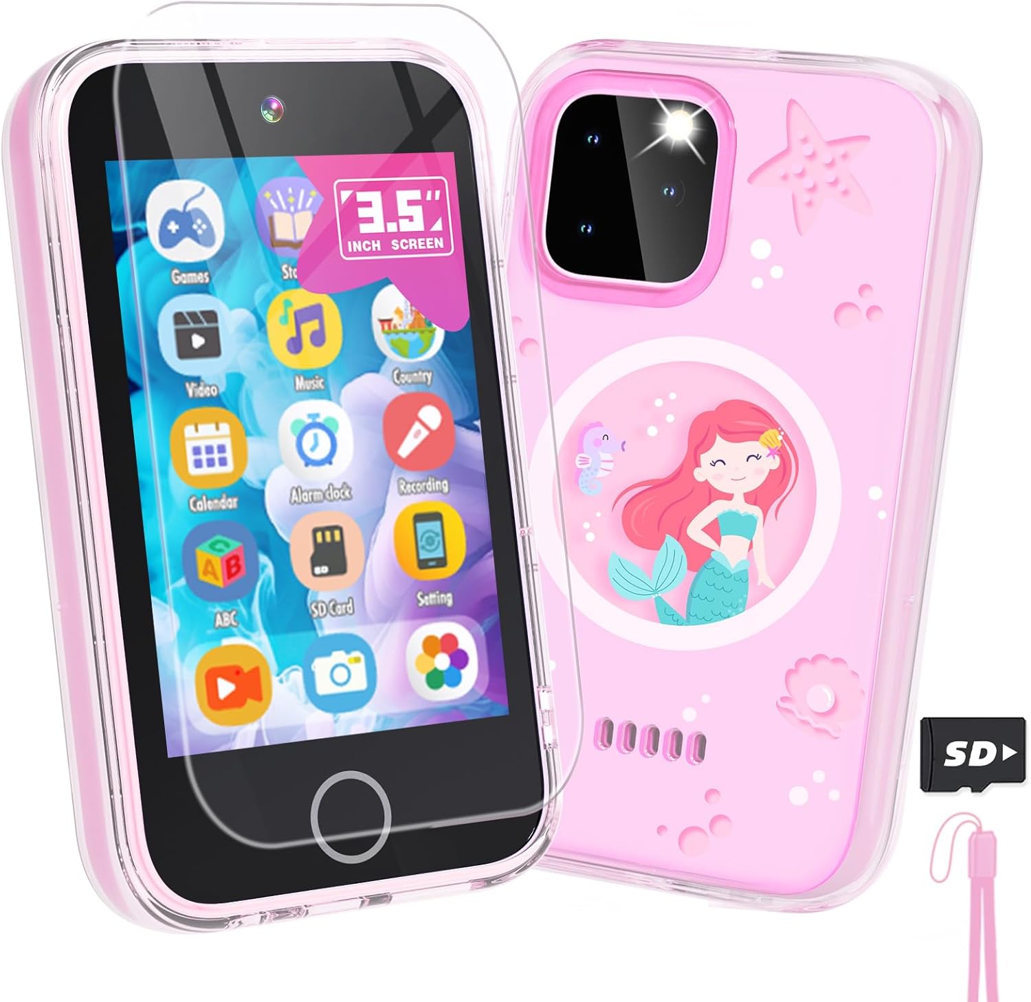 Dylanto Kids Phone,3.5'' Touchscreen Phone for Kids Learning Play Toys for 3-9 Years Old Girls with Dual Camera,Video Players,Game,Christmas Birthday Gifts for Girl Age 3 4 5 6 7 8 9 (Pink)