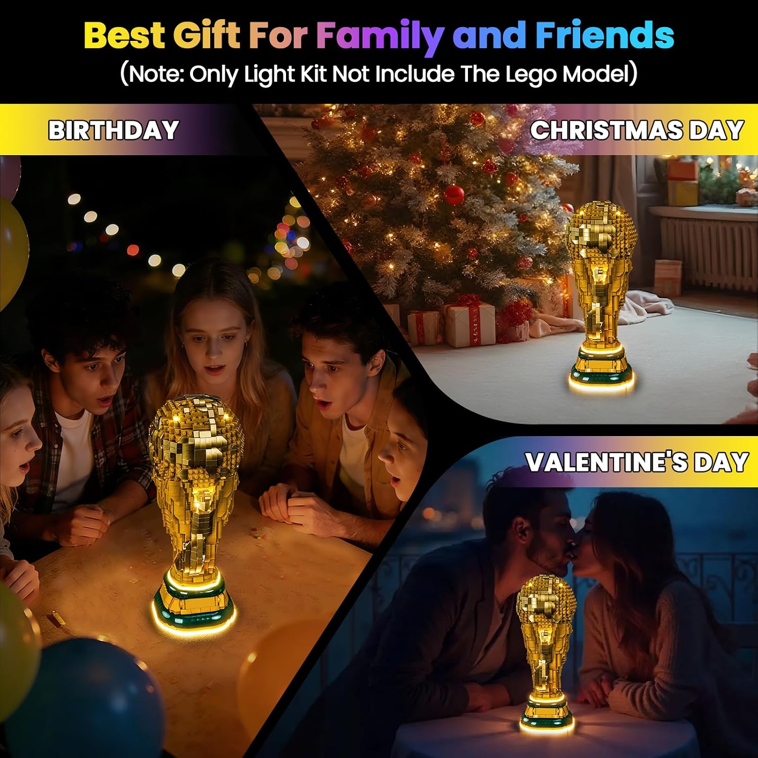 Upgraded Led Light Kit Compatible with LEGO FIFA World Cup Official Trophy Building Set, Lights Decoration Compatible with LEGO 43020, Gift for Soccer Lovers (Model Not Included)