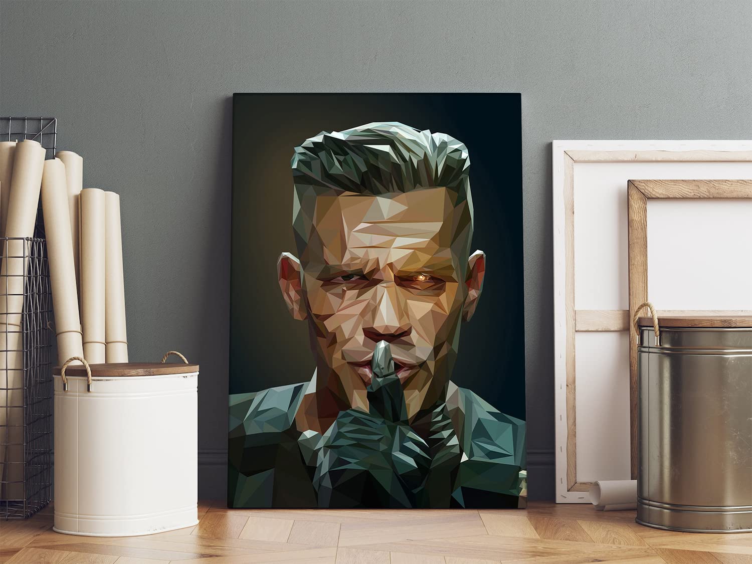 VERRE ART Printed Framed Canvas Painting for Home Decor Office Wall Studio Wall Living Room Decoration (14x22inch Wrapped) - josh brolin deadpool 2 Lowpoly