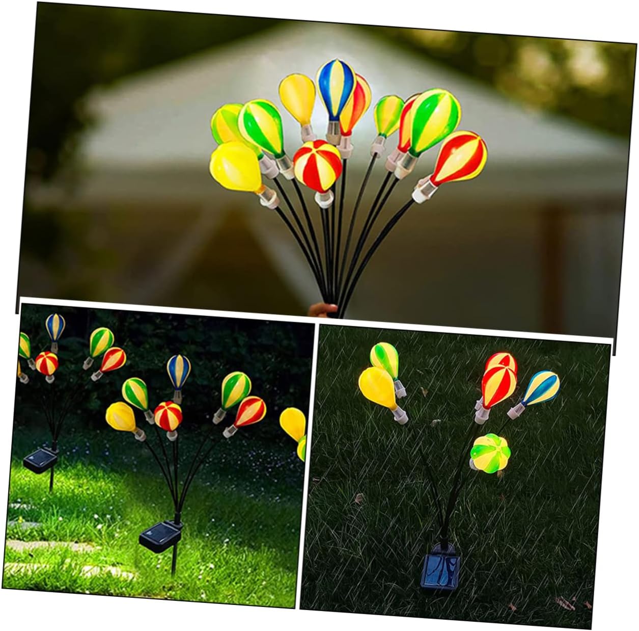 Kisangel 2pcs Led Solar Garden Stake Lamps Hot Air Balloon Decorative Outdoor Lights for Patio Pathway