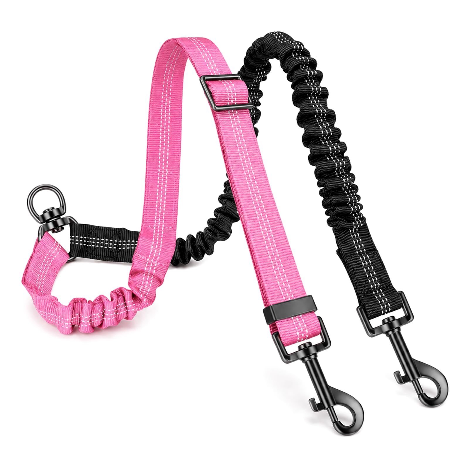 Double Dog Lead, 360° Swivel Double Ended Bungee Lead for Walking 2 Dogs