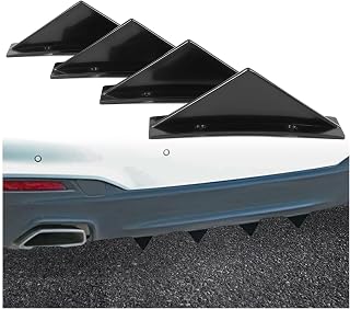 HECASA 4Pcs Universal Car Rear Lower Bumper Wing Lip Diffuser Curved Shape
