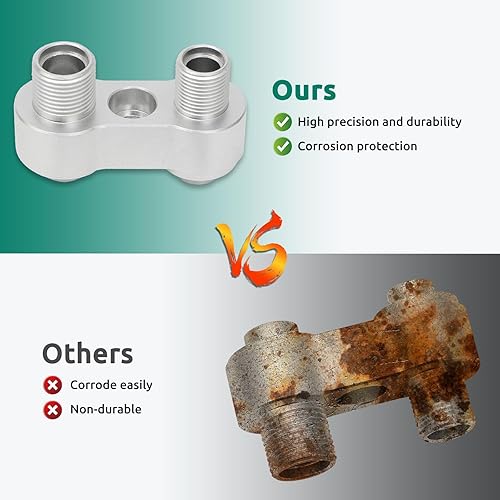 Miniatura 6 de Motoparty Adaptador de compresor de CA para montaje LS GM R4 - Va directamente a 2 accesorios de línea AC macho #8 34-16 # 10 78-14, adaptador recto