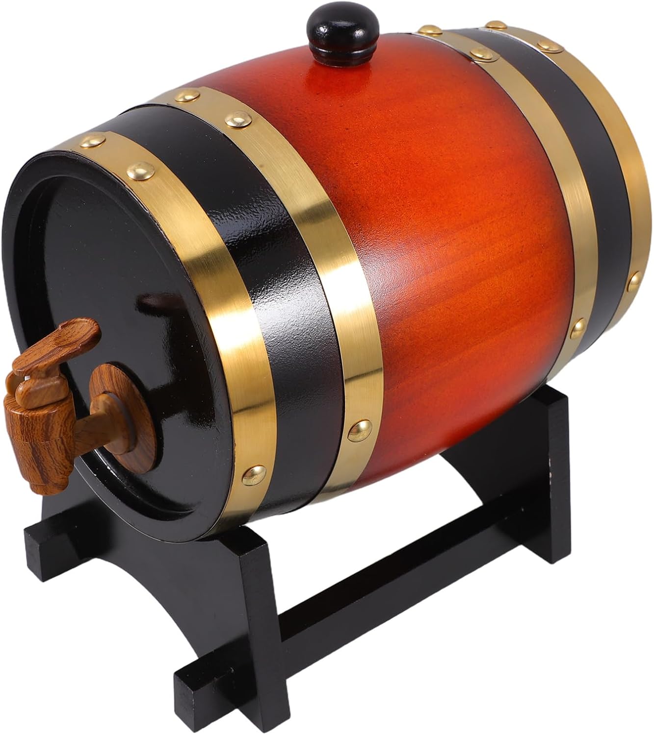 Wooden Barrel Water Dispenser Portable Outdoor Wine Barrel Spigot for Home Decor