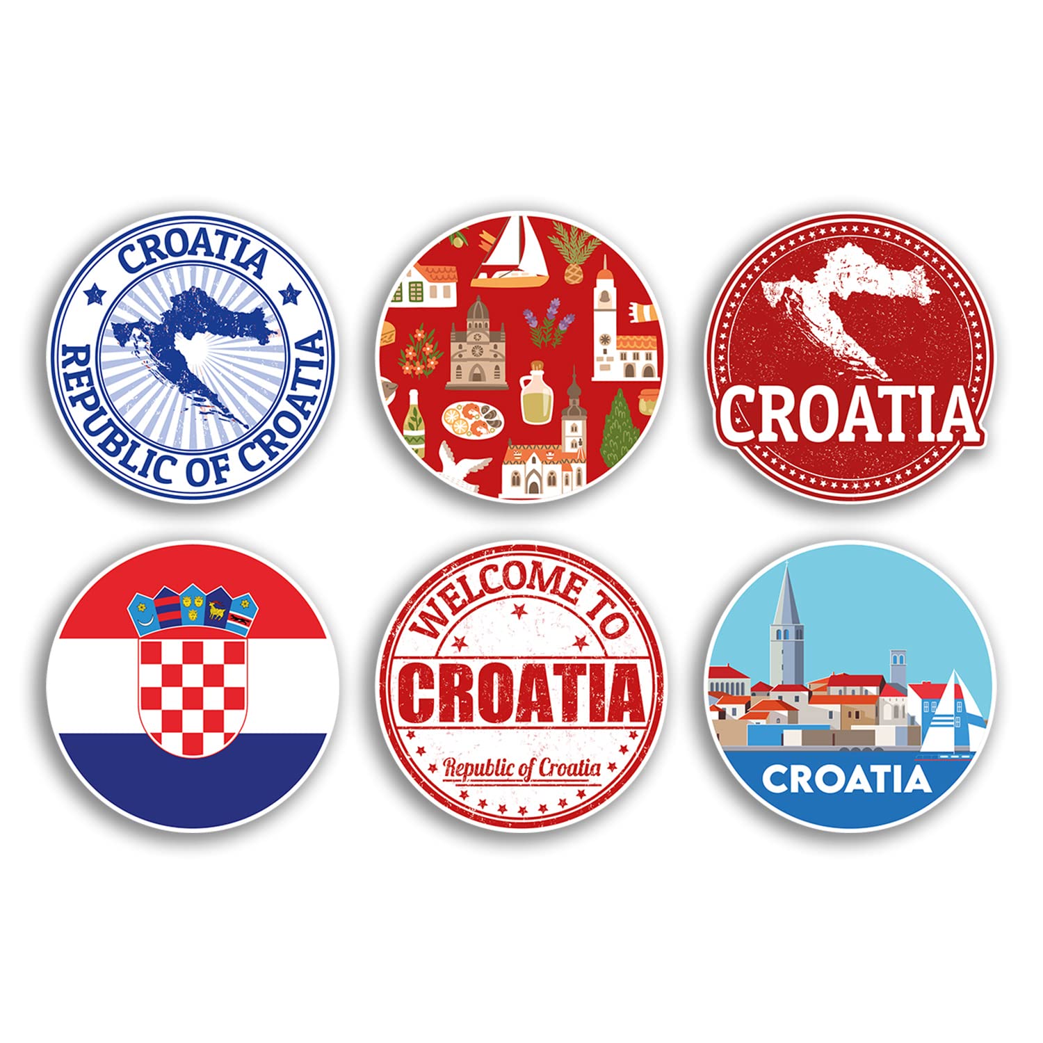 6 x 10cm Croatia Vinyl Stickers - Croatian Country City Travel Map Flag Holiday Luggage Design Gift #78841
